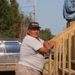 Beno Rae, my father in law, who is building the log cabin.  He is also one of our elders, in the community.