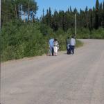 A much closer look of Bob walking, with Maggie, Joe, and Alex.