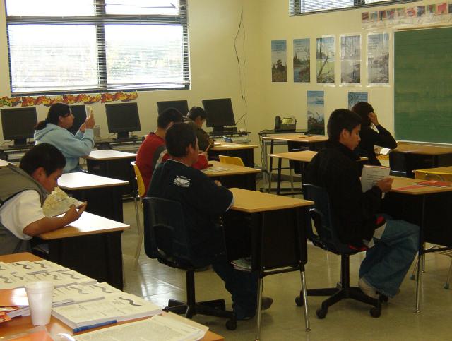 Grade 7 & 8 have a IP phone in their classroom.  Look at them, they are so busy working.  :-)