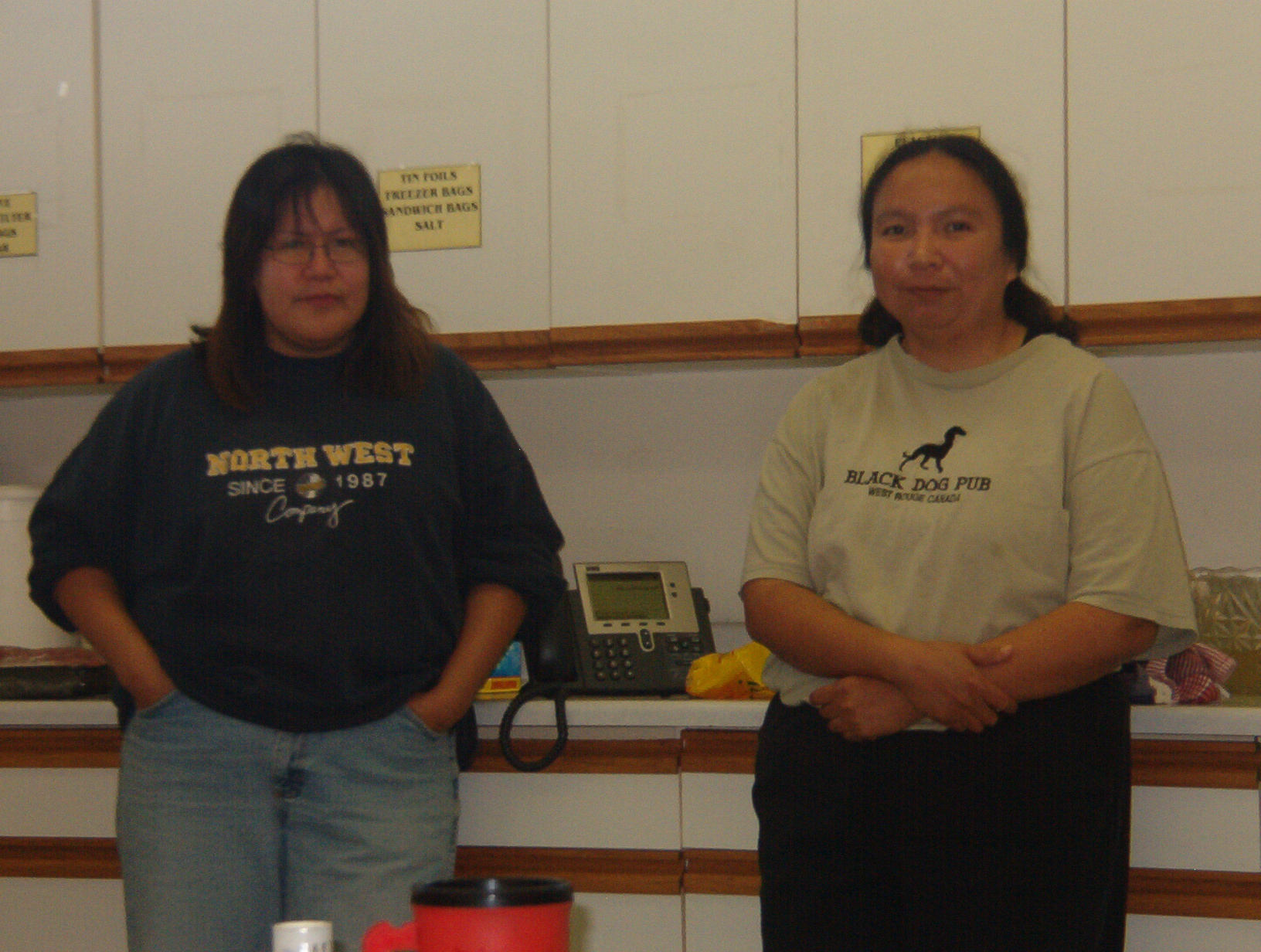 Lunch Program, the two cooks pose for a picture, Melody Campbell, and, 
Beverly Mamakeesic.