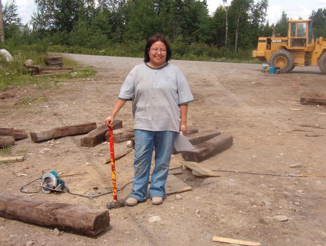 Martha Kakegamic, with her sledge hammer.