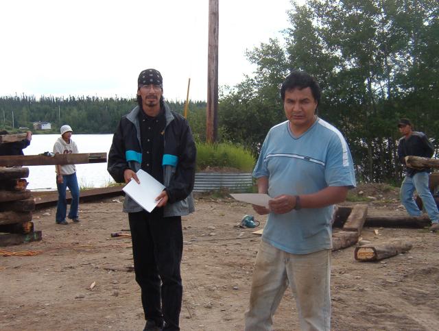 Bobby Rae, and, Foreman, Philip Campbell.  Doing paper work.