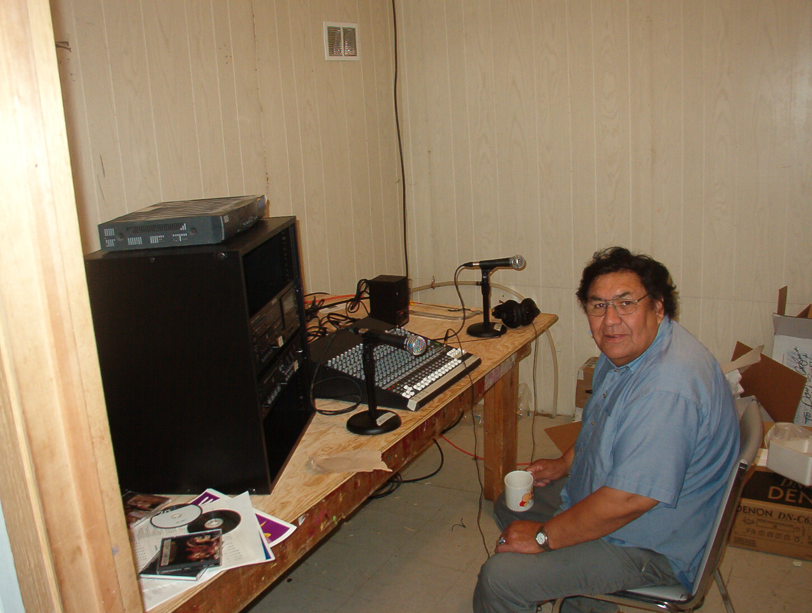 Here is Temius Nate, just before the Grand Opening of the radio station, here in North Spirit Lake.