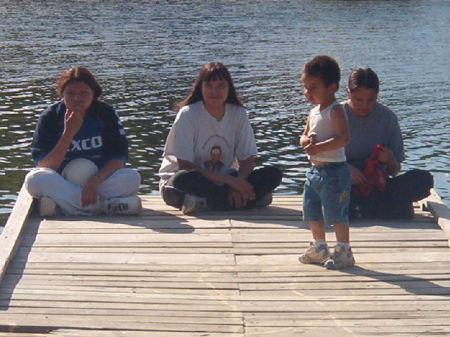 Elaine Linklater, Laila Kakegamic, Doreen Kakegamic, and Rayvon Rae, the little guy who is standing.