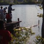 Waiting for Ellen to get out of the water.