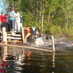 Into the water, Michelle goes...