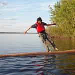 Bruce Rae.  And into the water he goes, backwards...