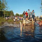 And into the water, Mitch goes....