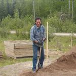 Timmy Kakegamic, one of the workers for this project, the NEW NURSE"S RESIDENCE in North Spirit Lake.