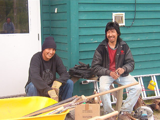 Marcel Keewaykapow, and Bruce Rae.
Another two workers.
