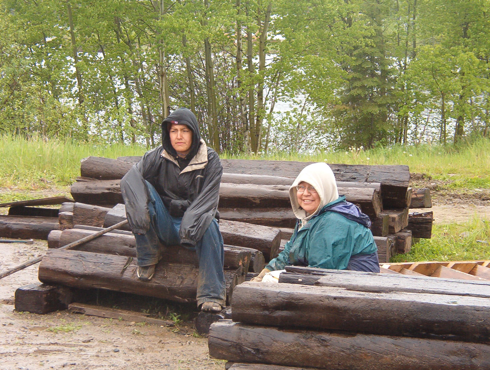 Rebbeca & Martha, hard working young ladies, who have been hired to work on moving the building.