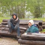 Rebbeca & Martha, hard working young ladies, who have been hired to work on moving the building.