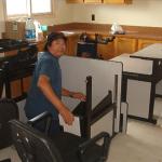 My uncle Dean, taking the big desks apart, that wouldn't fit through the doors.