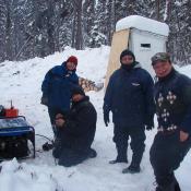 Community members Jessilyn Meekis, Augustine Rae, Joy Keewaykapow, and Micheal Rae.
