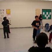 Here you see the little dude reentering the class with a bow.