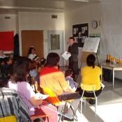 Acting principal Lora Marchan getting her troops in order.