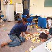 Here is Roblyn putting the puzzles together with son Matthew.