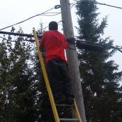 Brian securing the line.