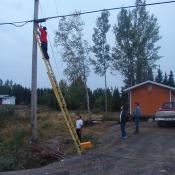 Here you get an idea of how high these things are but luckily our Comp Tech isn't afraid of heights.