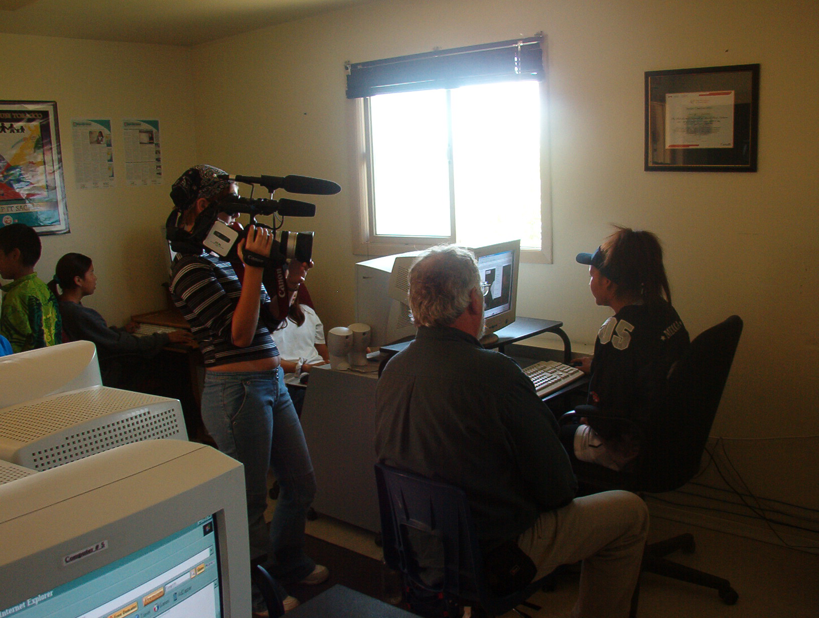 Sandy interviewing with the one of the summer student employee (Raylene)