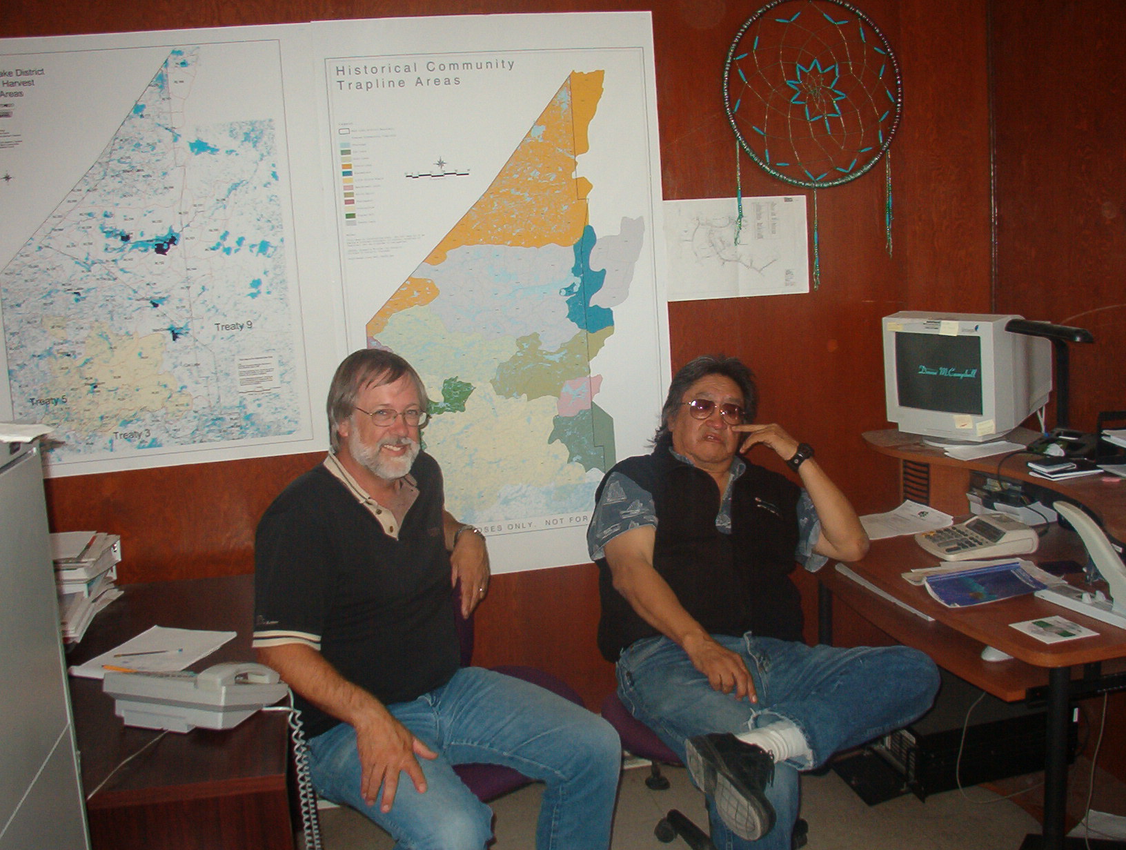 John&nbsp;and Les taking a break at the band office