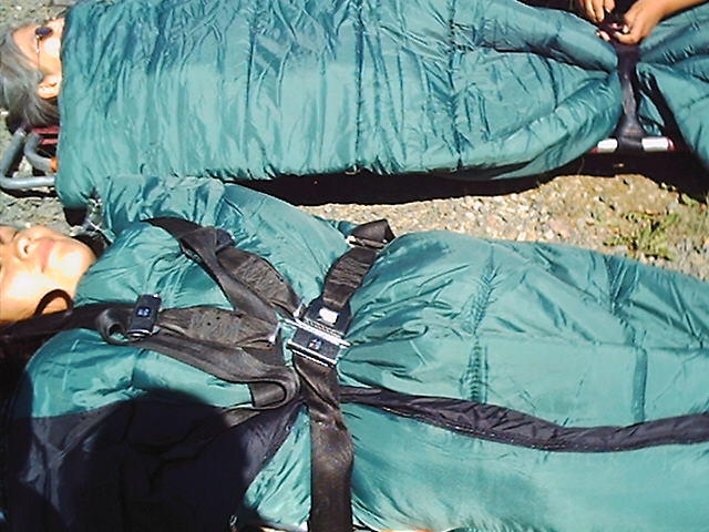 Roblyn and Kelly volunteer to be carried across for the race.&nbsp; Boy are they crazy!