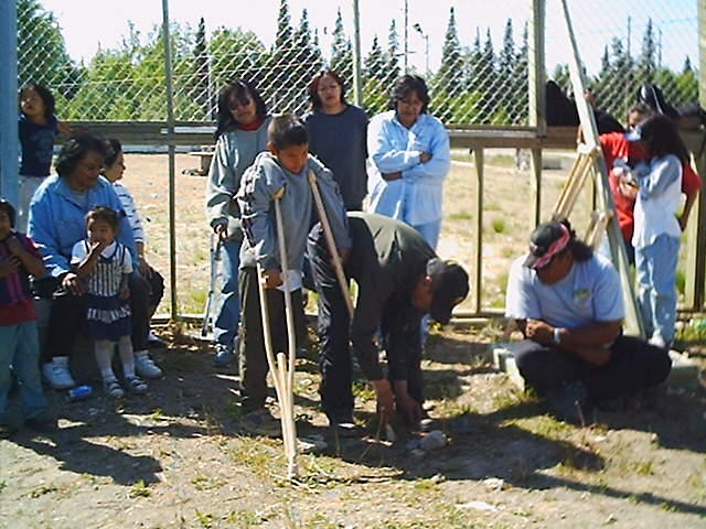 The kids get to check out the crutches.