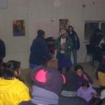 The ladies start throwing out the candy.