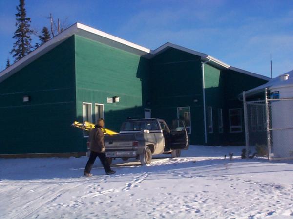 Getting the wiring cable done at the clinic in North Spirit Lake.