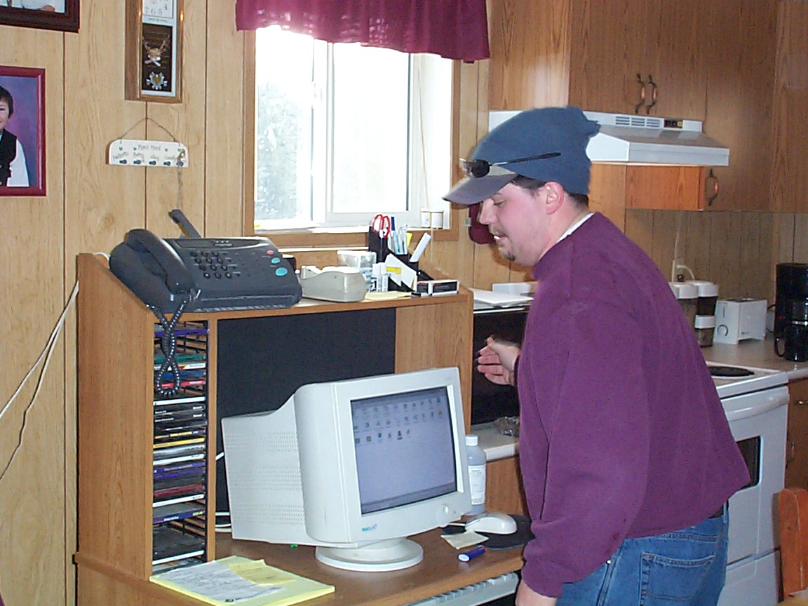 Hugh working on getting the cable modem all setup.