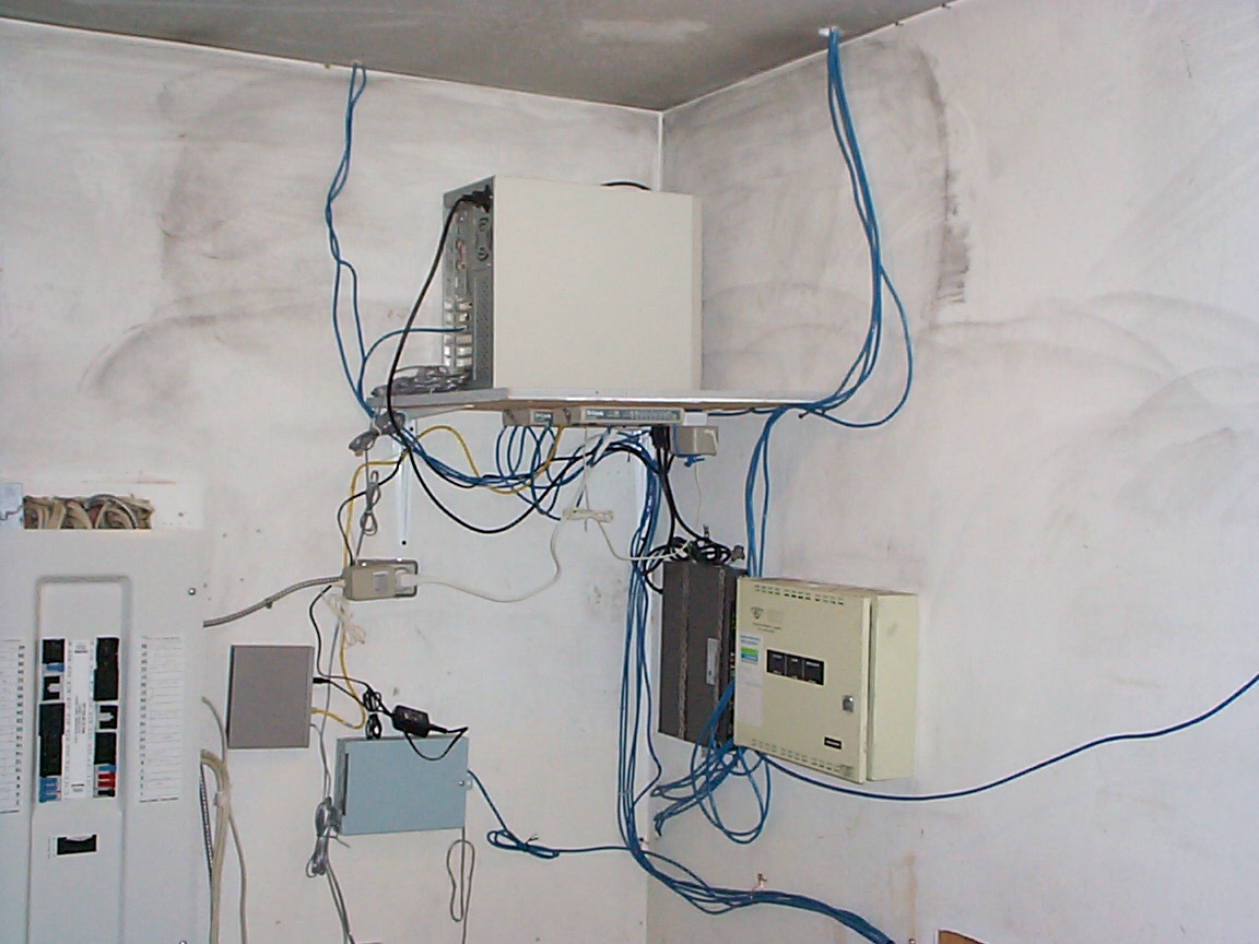 The furnace room after the router had been moved into the rack.